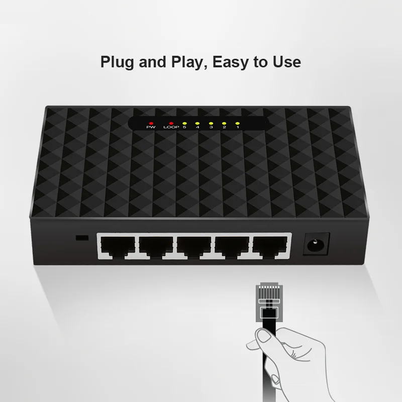 Interruptor de red Gigabit de 8 puertos, adaptador de corriente de concentrador de conmutación Ethernet rápida de escritorio, RJ45 LAN, 1000Mbps,