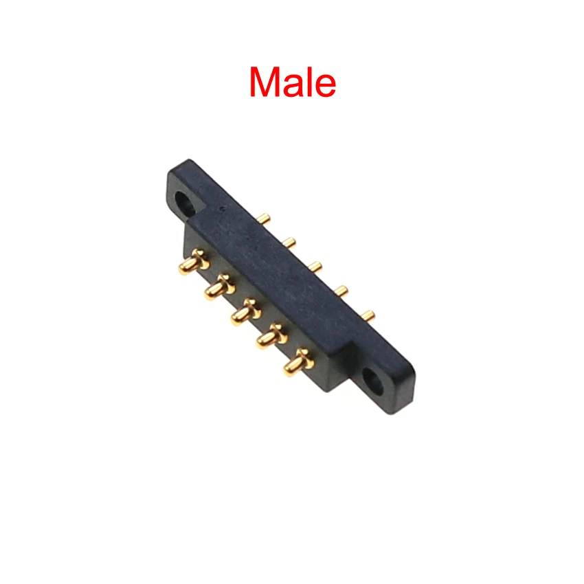 YuXi Spring Loaded Connector Pogo Pin 5 Pin 2.54 MM Pitch Through Holes PCB Vertical With Flange Panel Mount Single Row Strip