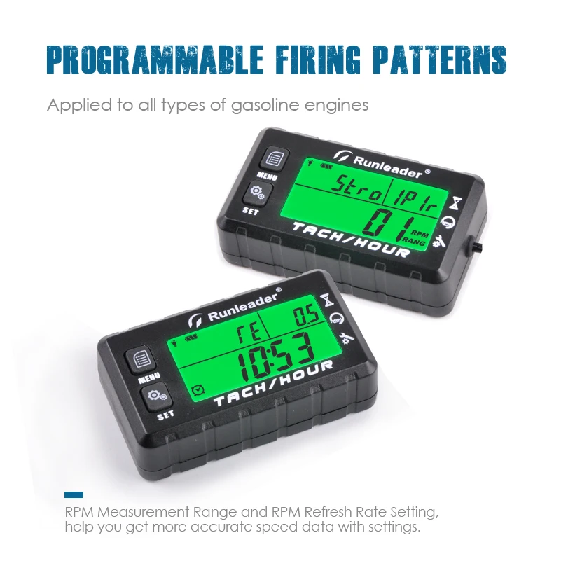 MAX RPM TOT Engine Tachometer Maintenance Reminder Digital Tacho Hour Meters Multi-Color Backlit Display for Boat Lawn Mower Gen