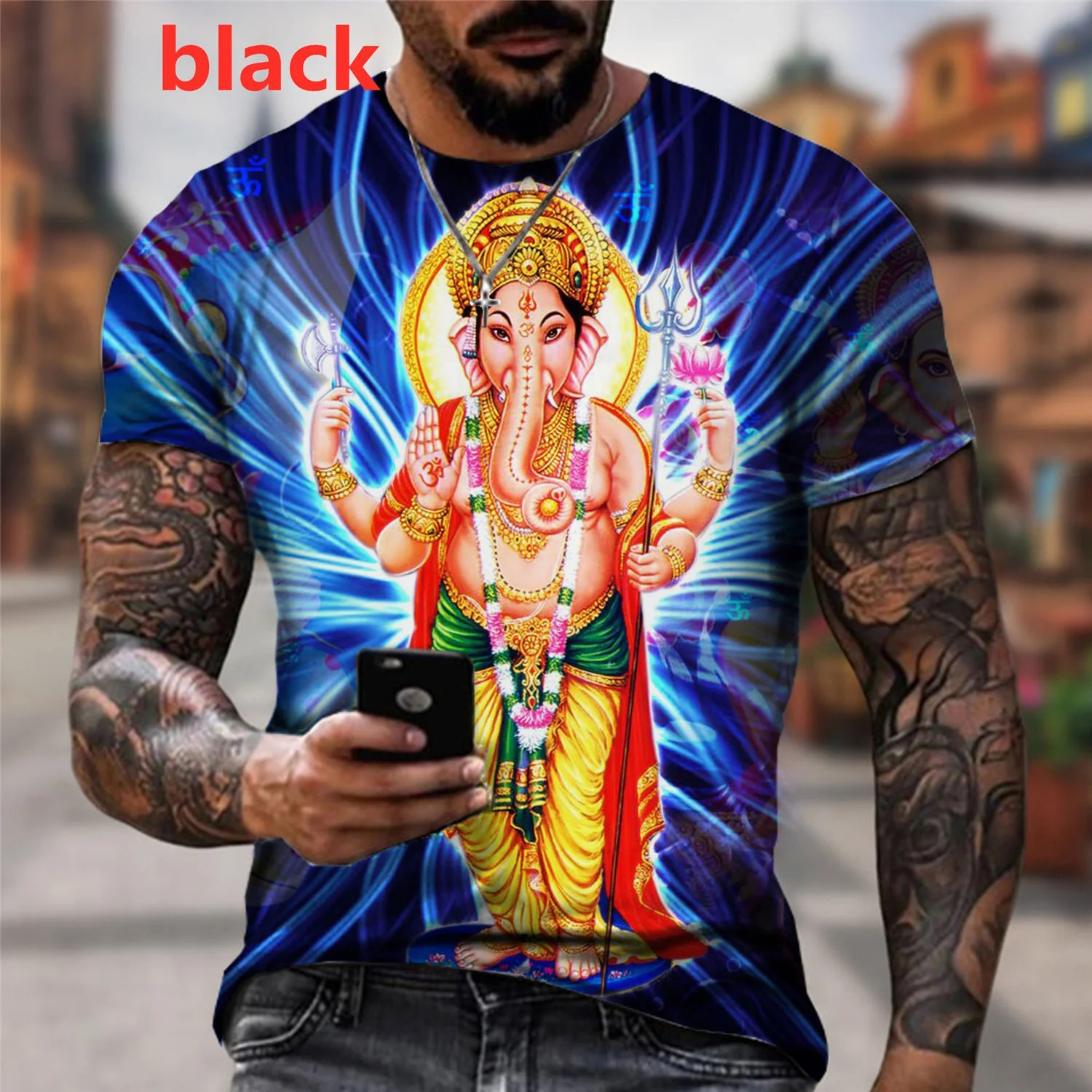 Short Sleeve Fashion India God Shiva Religious 3d Printed T Shirt Harajuku Casual Tops