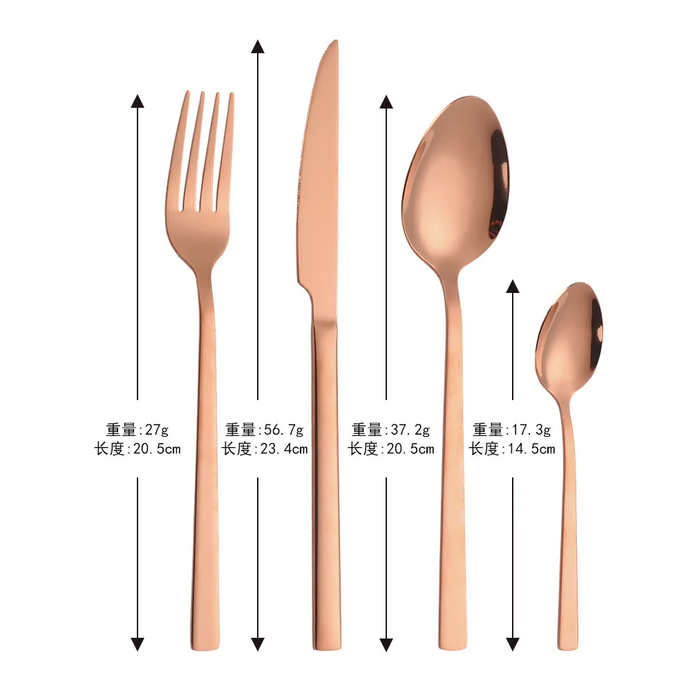 Rose Gold Cutlery Set Stainless Steel Cutlery Complete Tableware Sets Fork Spoon Knife Dinnerware Sets Forks Knives Spoons