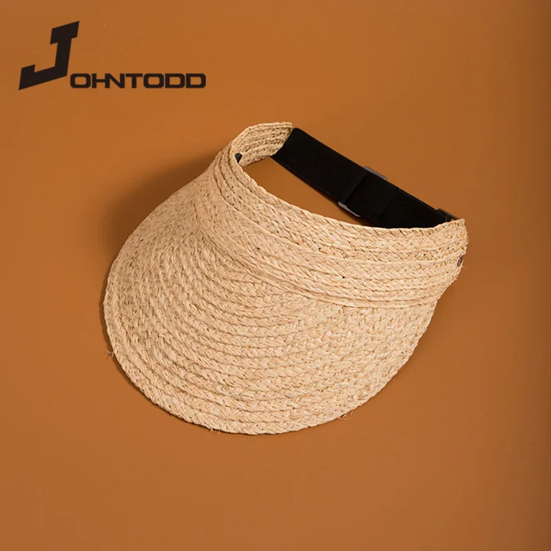 2021 Fashion Summer Lafite Straw Empty Top Beach Hats Female  Bow Sunscreen Folding Women Sun Hat Beach Hat Anti-UV Adjustable