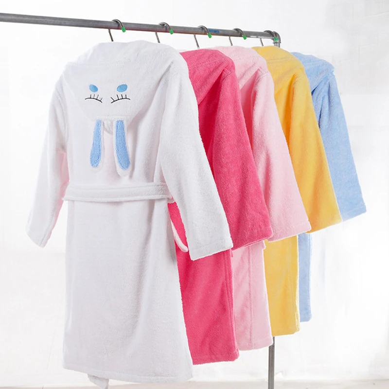 Lovely Kids Robe Boy and Girls Hooded Toweling Terry Robe 100% Cotton Winter Warm Bathrobe Soft Sleeprobe Kids Casual Homewear