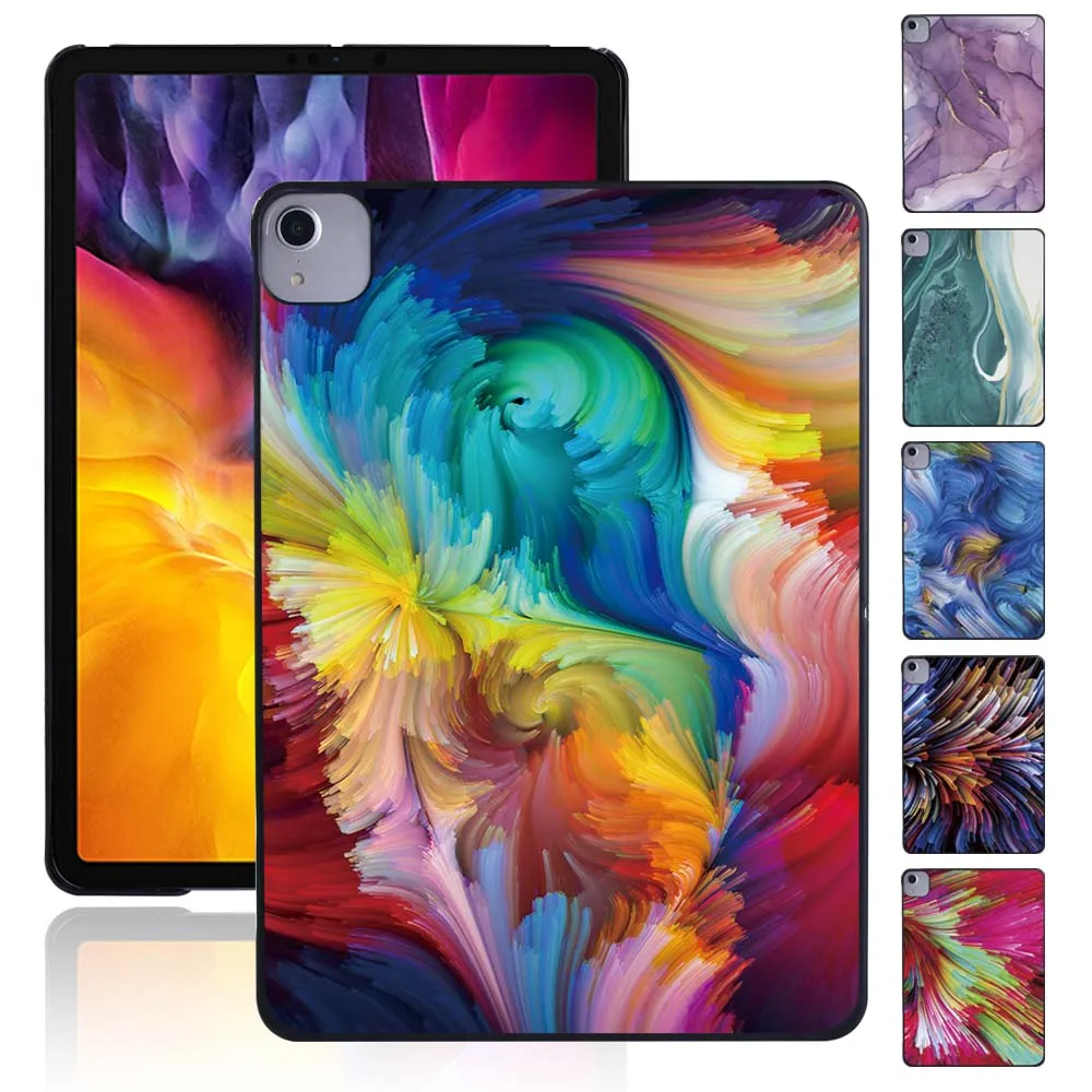 Tablet Hard Case For Apple IPad Air 4 2020 10.9 Inch High-quality Watercolor Series Pattern Durable Protective Shell+Free Stylus