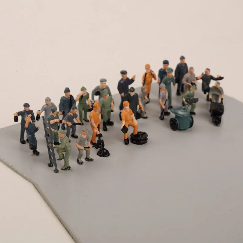 27pcs 1:87 Ho Scale Model Railway Workers Landscape Model Train Railway Layout Scenery Diy  Miniature Dioramas Display Gaming