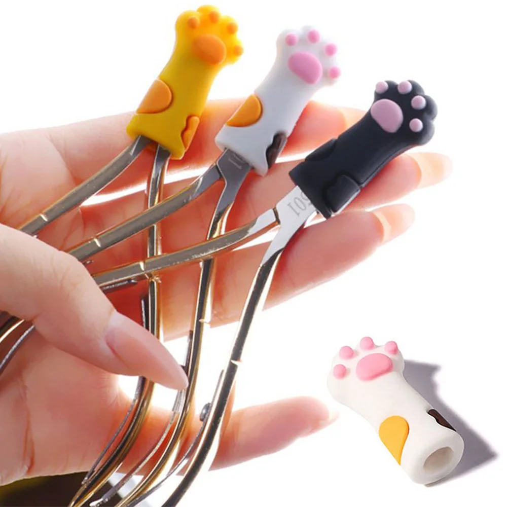 1PC Cute Cat Paw Nipper Cover Protective Sleeve For Nail Cuticle Scissors Manicure Pedicure Tool Dead Skin Tweezers Silicone Cap