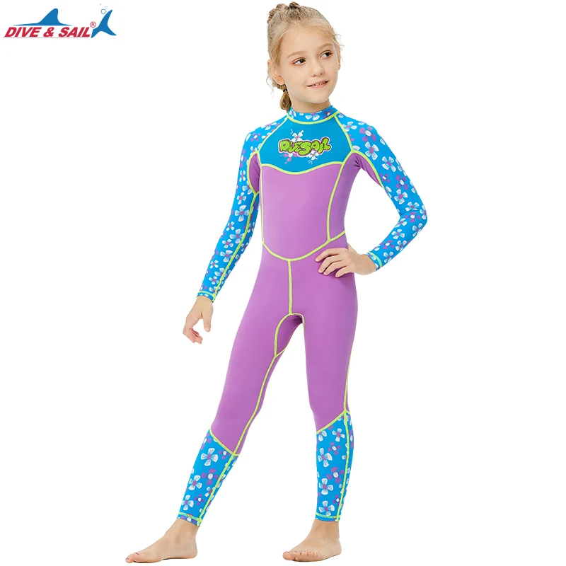 Rash Guard Full Bodysuit Dive Skin Kids Swimsuit UPF50+ UV Protection One Piece Long Sleeve Lycra Back Zipper for Scuba Diving