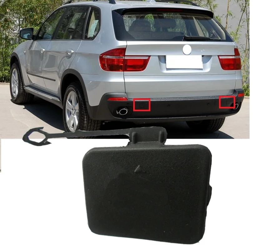 Roavia For BMW X5 E70 2006-2011 Rear Bumper Tow Hook Cover Cap Replace Traction Lid Towing Cap Hole Plate Trim Shell Garnish