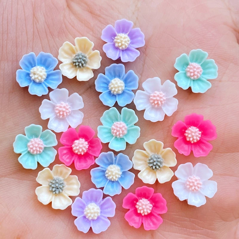 80Pcs New Cute Mixed Mini Chrysanthemum Flowers Flat back Resin Cabochons Scrapbooking DIY Jewelry Craft Decoration Accessorie