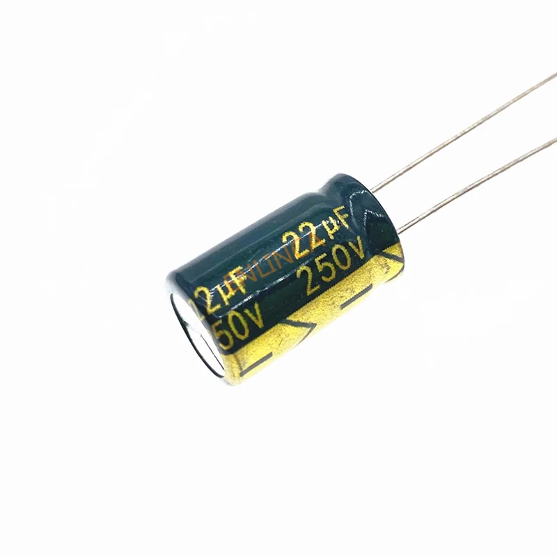 6ชิ้น/ล็อตความถี่สูงความต้านทาน250V 22UF อลูมิเนียม Electrolytic Capacitor ขนาด10*17 22UF 20%