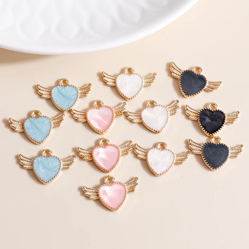 10pcs Colorful Enamel Love Heart Charms for DIY Jewelry Making Earrings Bracelet Keychain Pendants Making Accessories Supply
