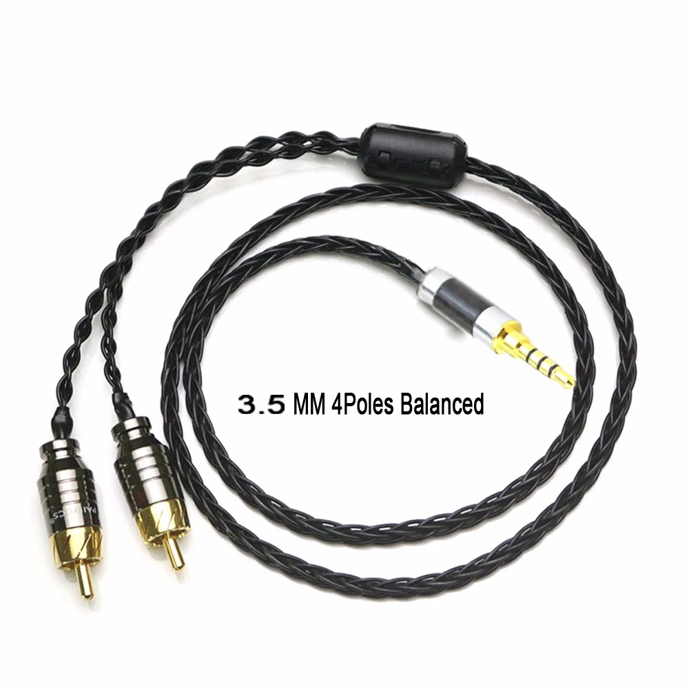 Imagem -05 - Audiocrast 2.5 3.5 4.4 mm Macho Balanceado para Rca Macho Divisor Cabo de Áudio 24awg Occ Cabo Banhado a Prata para Fone de Ouvido Player