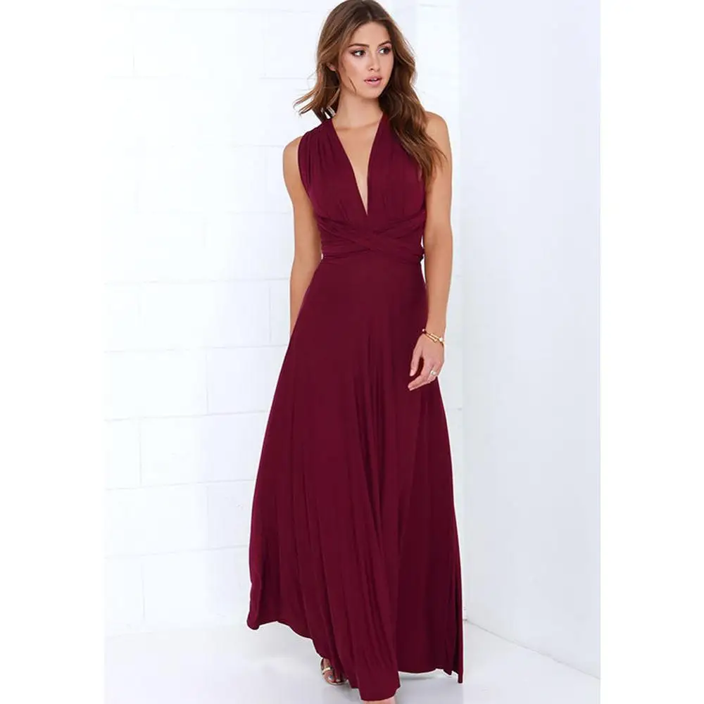 Sexy Women Boho Maxi Club Dress Red Bandage Long Dress Party Multiway Bridesmaids Convertible Infinity Robe Longue Femme 2025