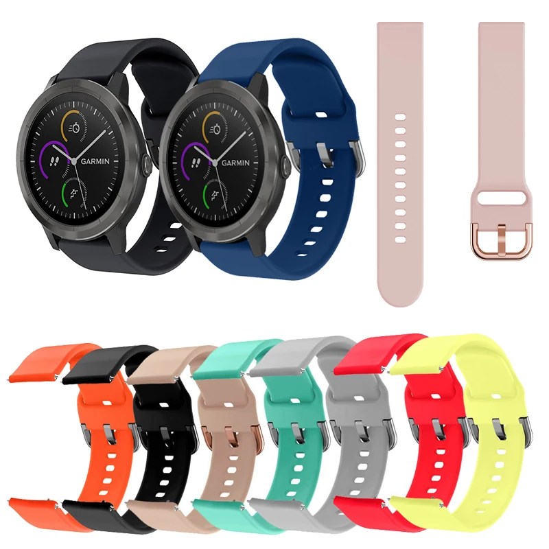 

20mm Soft Silicone Band Strap for Garmin Vivoactive 3 Music element / Active 5 / 165 645 245 55 / Venu Sq 2 Replacement straps