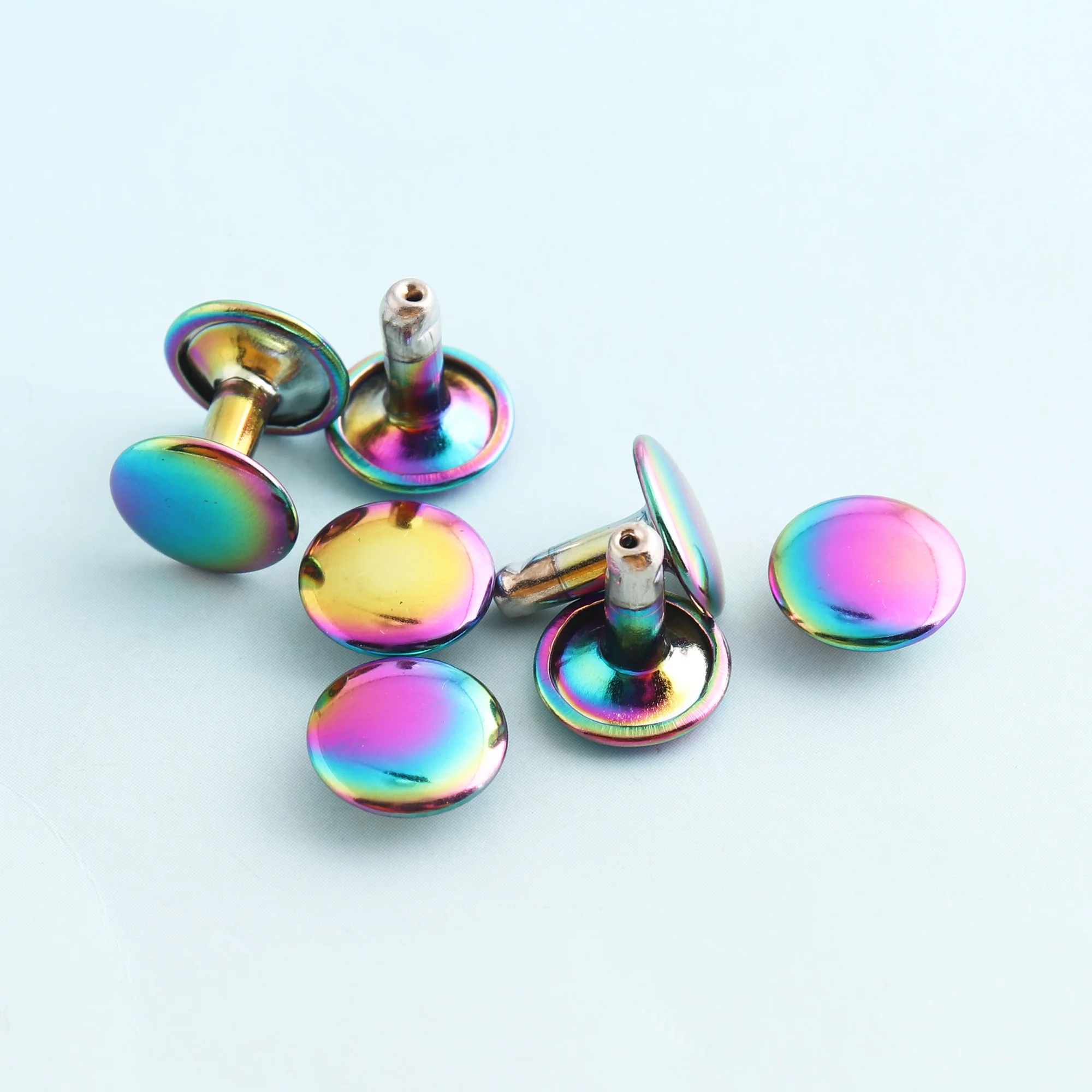 Double Cap Rivets 8mm/9mm/10mm Metal Rainbow Rivets Round Double Head Rivets Leather Studs for Bag/Belt