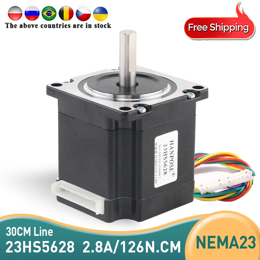 23HS5628  4-lead Nema23 Stepper Motor 2.8A 126N.CM 57 Series motor for ISO CNC Laser Grind Foam Plasma Cut