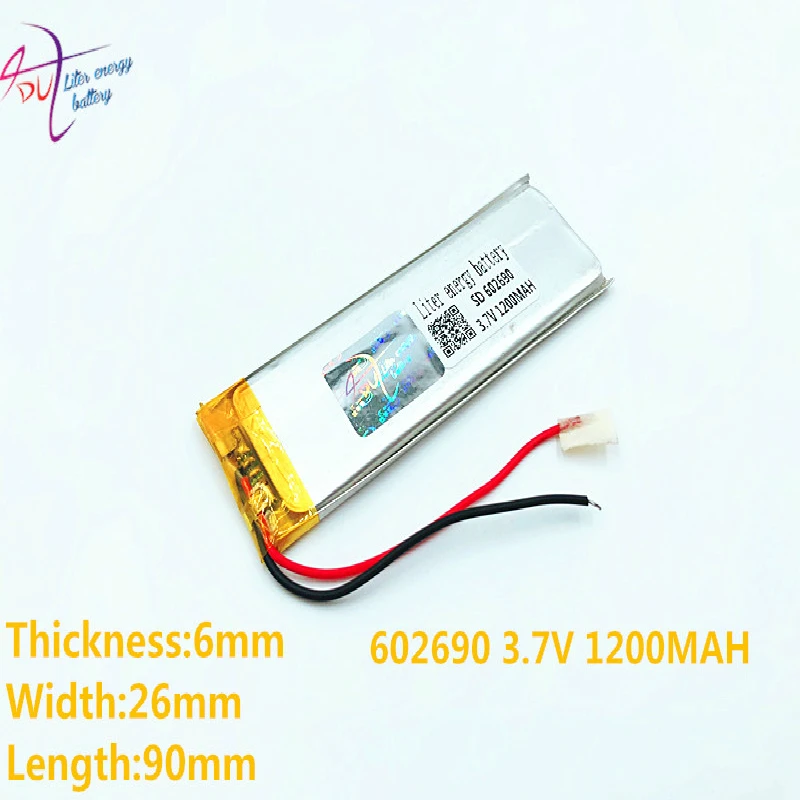 

3,7 В, 1200 мАч 602690 (полимерный литий-ионный/литий-ионный аккумулятор) для умных часов, GPS,mp3,mp4, сотового телефона, динамика