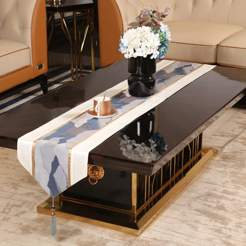 High-grade Table Runner New Chinese Style Landscape Pattern Table Cover Decoration for Dining Table Shoe Cabinet Table Cloth