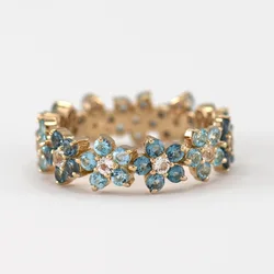 Milangirl Elegant Exquisite Blue Zircon Plum Flower Infinity Floral Rings for Women Love Wedding Ring Jewelry