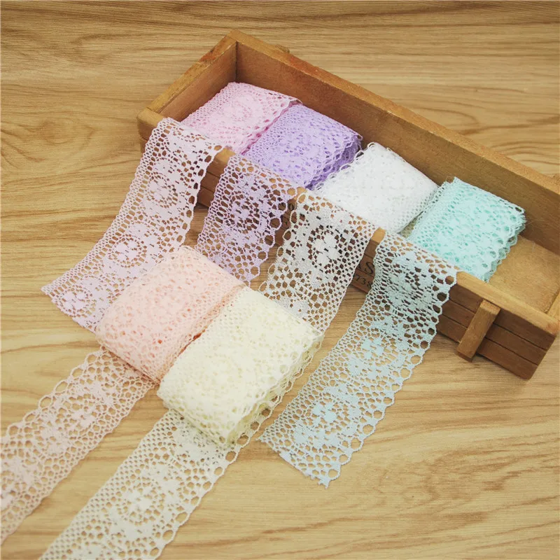 Lace Trim Cami Rendas Craft Supplies Wedding Sewing Supplies flor de tecido para aplique Multi Color 35mm 300y L187