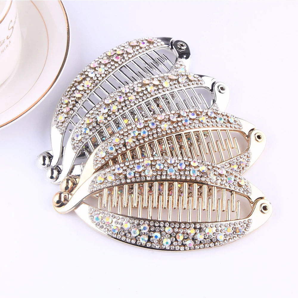 Fish Shape Hair Claw Rhinestone Clips Banana Barrettes Hairpins Hair Accessories For Women DIY Hair Styling