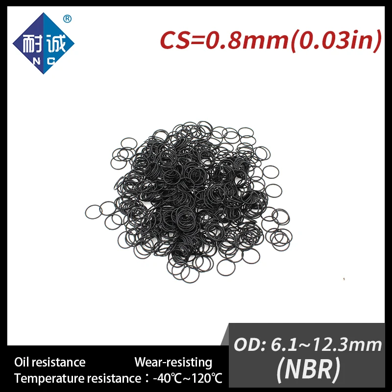 10PCS/Lo Nitrilet Rubber Black NBR CS0.8mm OD6.1/6.6/8/8.25/8.6/9.5/11.8/12.3mm O Ring Gasket Oil Resistant Waterproof  O-Ring