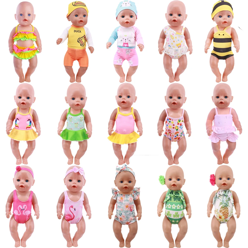 Doll Clothes Swimming Suit Flamingo Wetsuit Cute Bee For 18 Inch American Bourn&43 cm Reborn Baby Doll Our Generation Girls Toys