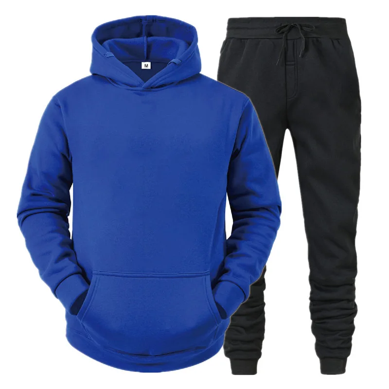 Men\'s Pullover + Jogging Trousers 2pcs Sets Loosen Sweatshirt Hoodies Long Sleeve Sport Pants Tracksuit Male Sportswear S-4XL