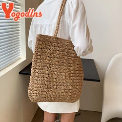 Summer Large Capacity Straw Bag Women Handmade Woven Totes Bag Bohemia Beach Handbag Travel Shoulder Bags Clutch Bolsa