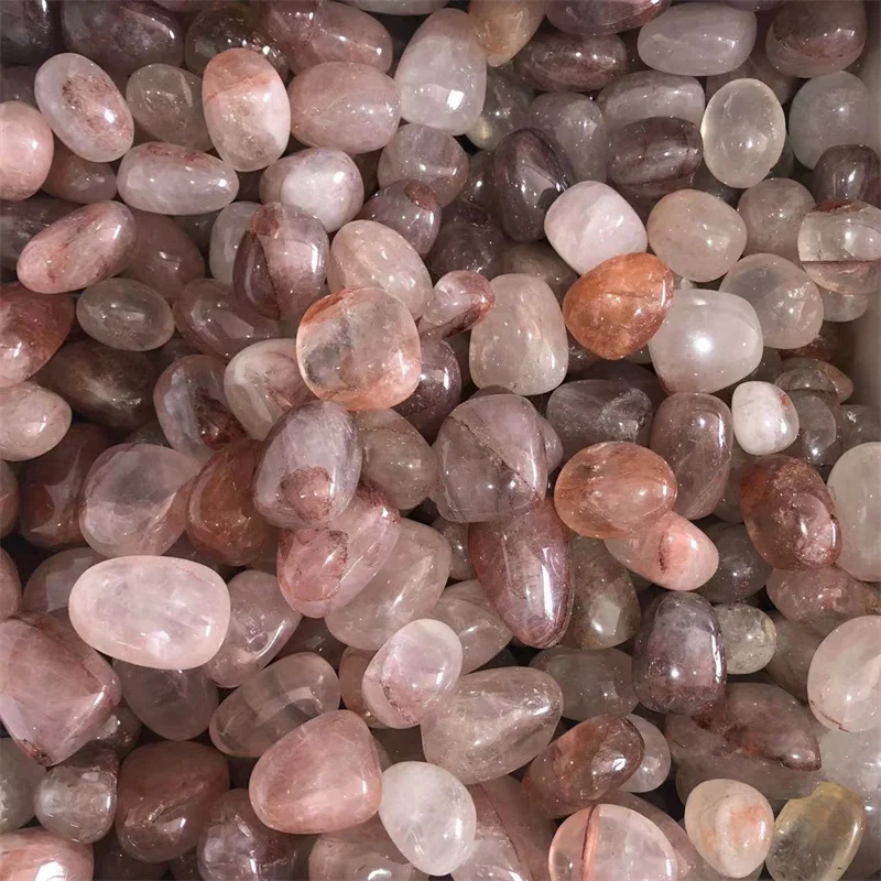 

Natural Quartz Crystal Red Golden Healer Tumbled Stones Healing Reiki Gemstones Home Decoration