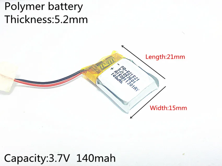 3.7V 140mAh 521521 Lithium Polymer LiPo Oplaadbare Batterij ion cellen Voor Mp3 Mp4 Mp5 DIY PAD DVD E-Book bluetooth headset