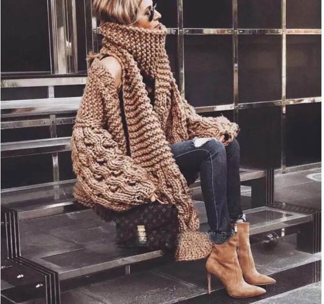 Fashion women scarf Korean wool female student long thick warm knitting winter red black Pink scarf