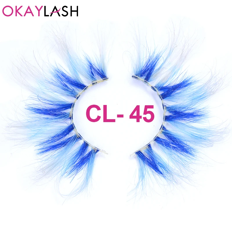 OKAYLASH 25mm Super Long Blue, Green, Purple Colored Eyelashes  for Performance, Dancing, Musical comedy, Drag show Fake Lahses