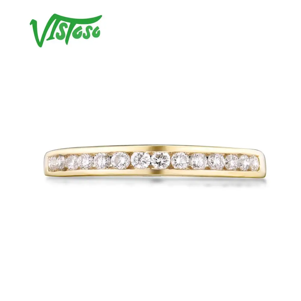 VISTOSO Gold Ring For Women Genuine 14K 585 Yellow Gold Ring Sparkling Diamond Promise Engagement Rings Anniversary Fine Jewelry