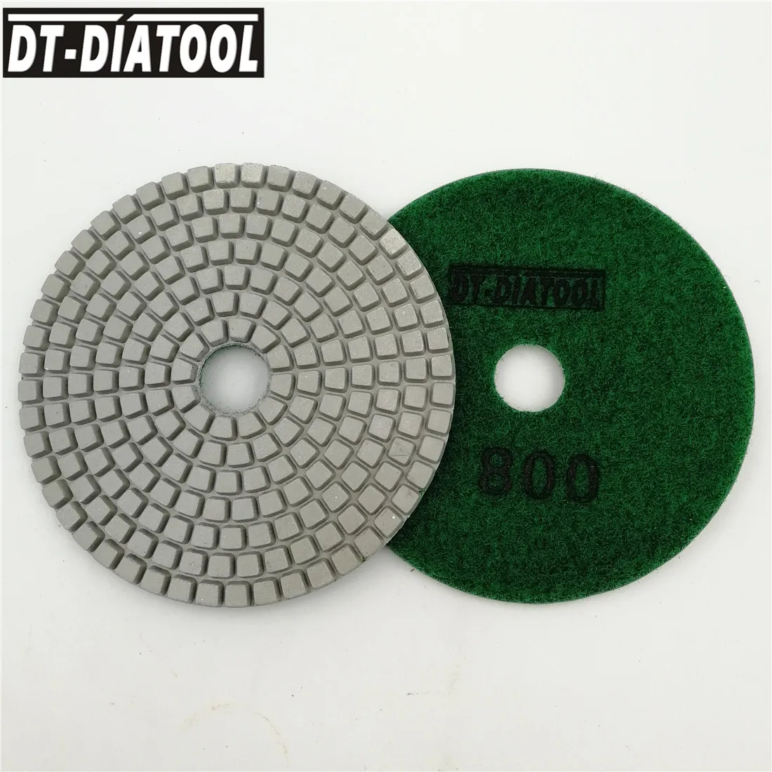 

DT-DIATOOL 10pcs Diameter 4"/100mm Diamond Wet Polishing Pads #800 White Resin Bond Natural Stone Granite Marble Sanding Discs