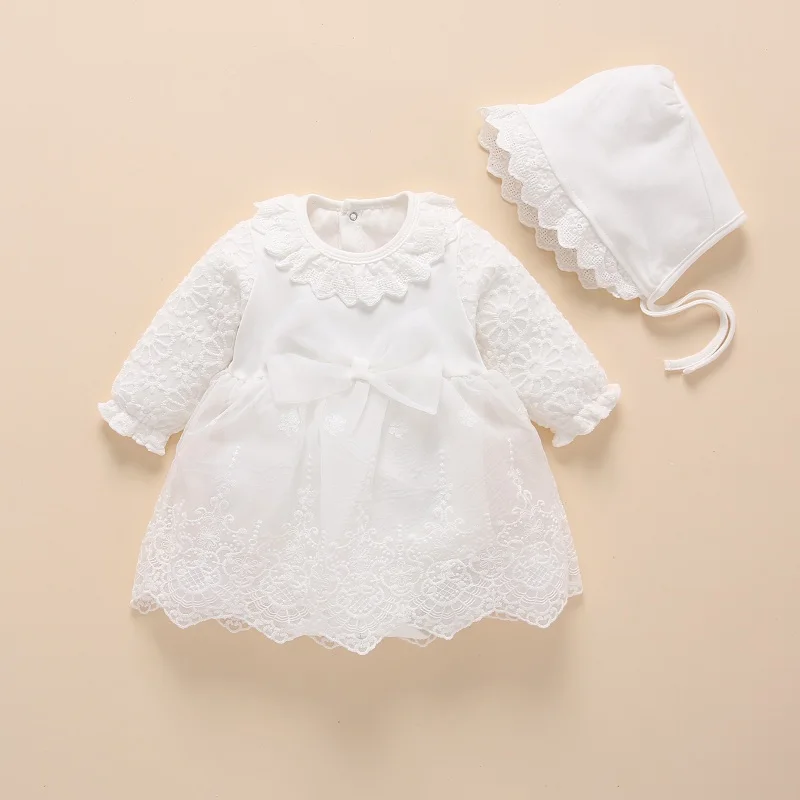 Baby Christening Dress White Newborn Snow White Baby Dress Baby Girl 1 Year Birthday Dress Long Sleeve Baby Baptism Dresses