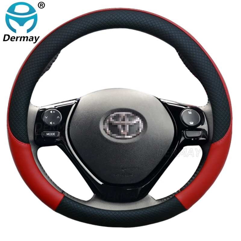 for Toyota Aygo 2005~2014 AB10 AB20 AB30 Car Steering Wheel Cover Leather Anti-slip 100% DERMAY Brand Auto Accessories