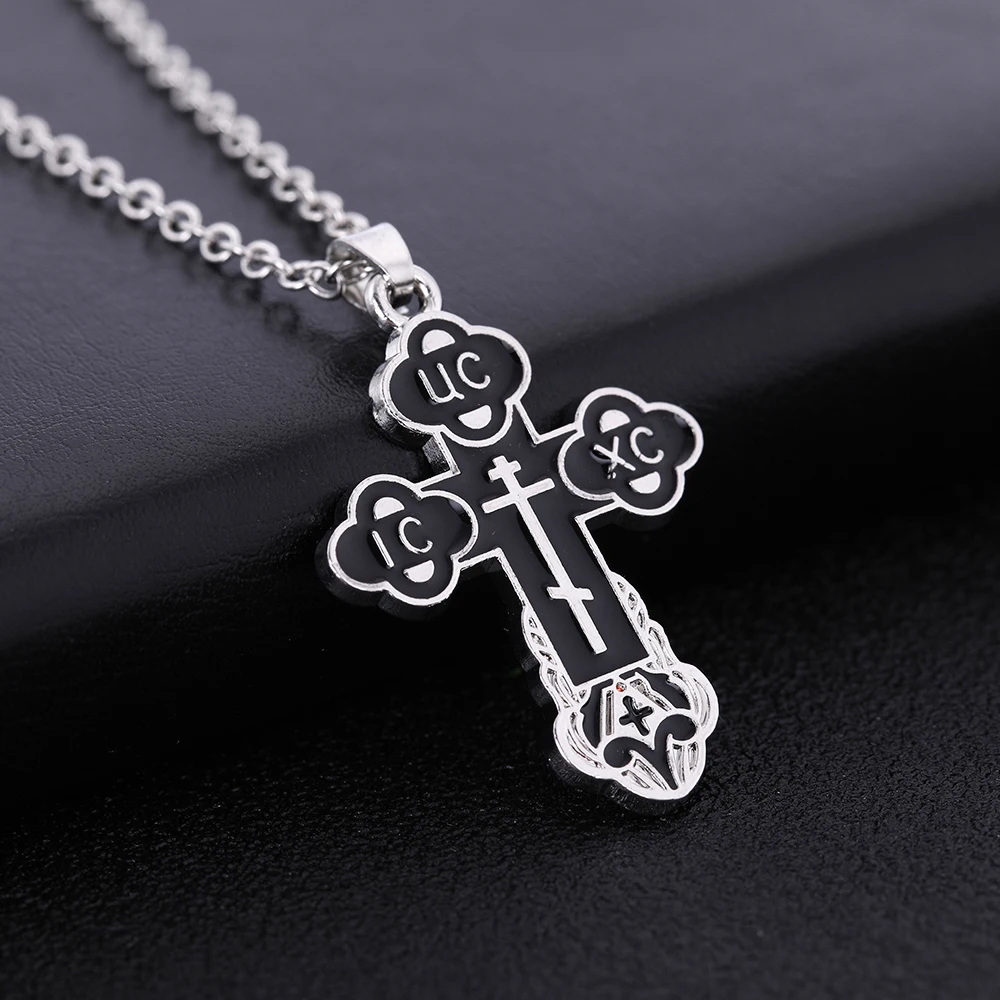 Dawapara Orthodox Cross Pendant Eastern Church Cross Necklace Serbian Talisman Jewelry Russian Necklaces Religious Gift