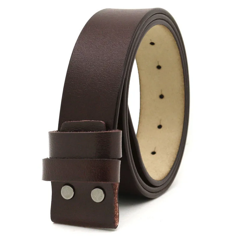 Mens Belt Pure Cowhide Belt Strap 3.8CM No Buckle Genuine Leather Belts With Holes High Quality Belt