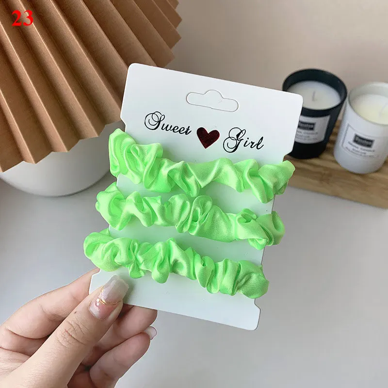 3Pcs/Set Silky Hair Scrunchies Set Rubber Bands Silk Satin Solid Color Hair Rings Women Girls Hair Ties Ponytail Holder Headwear