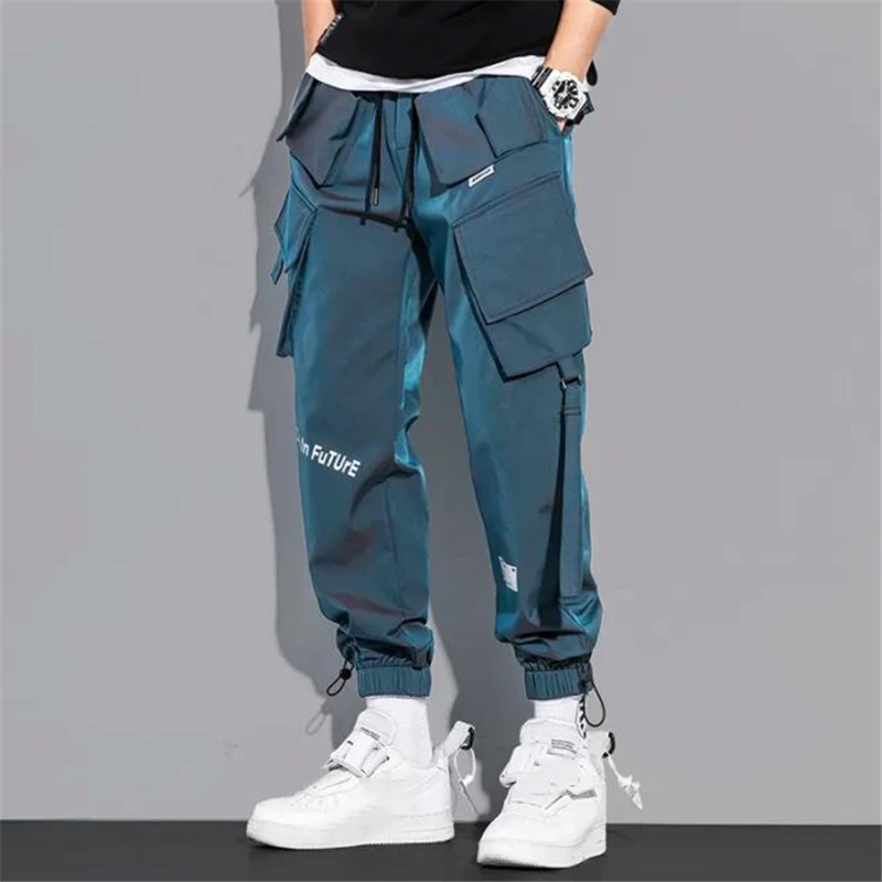 Men\'s Cargo Pants Fashion Hip Hop Multi-pocket Trousers Trendy Streetwear Solid Sweatpants Pantalones Casuales Para Hombre