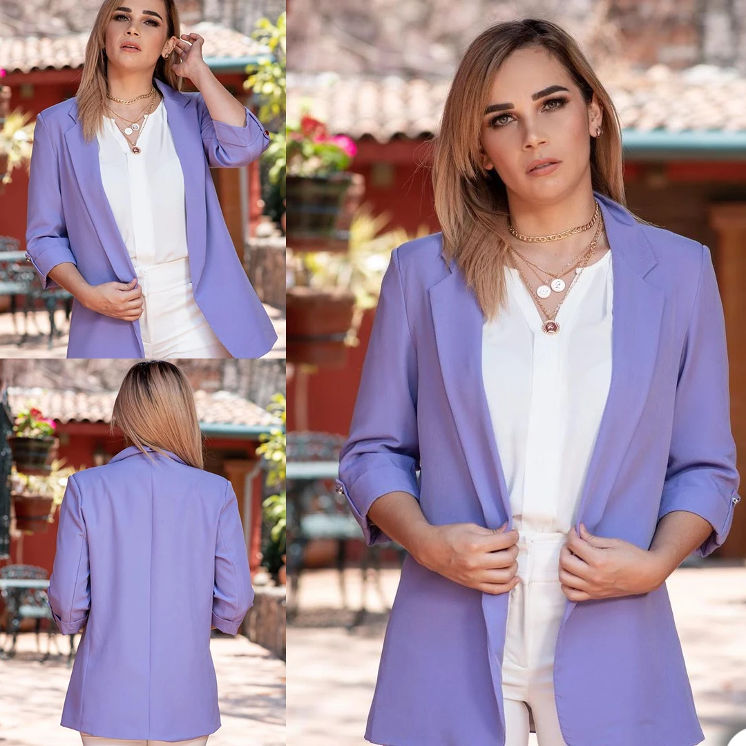 

Purple Mother Of The Birde Suit Women Office Lady Work Jacket Coat Evening Party Prom Blazer Wedding Tuxedos Wear One Piece