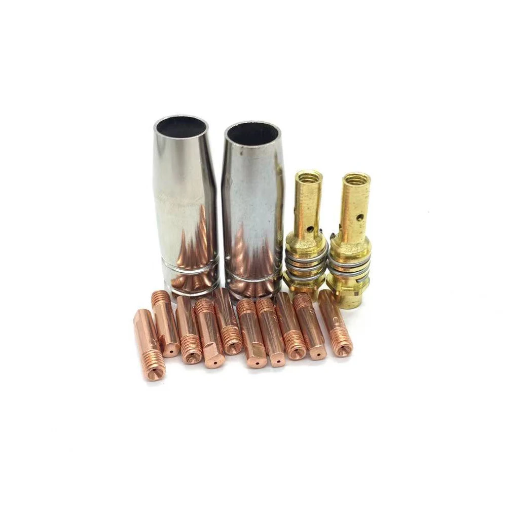 14Pcs  Welding Torch Nozzle MB-15AK Argon Arc Welding 0.6/0.8/0.9/1.0/1.2mm Nozzle Contact Tip For 15AK MIG MAG Welder