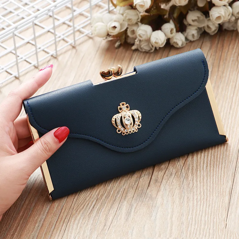 Crown Style Women Wallets Hasp Lady Moneybags Zipper Coin Purse Woman Envelope Wallet Money Cards ID Holder Bags Purses Pocket