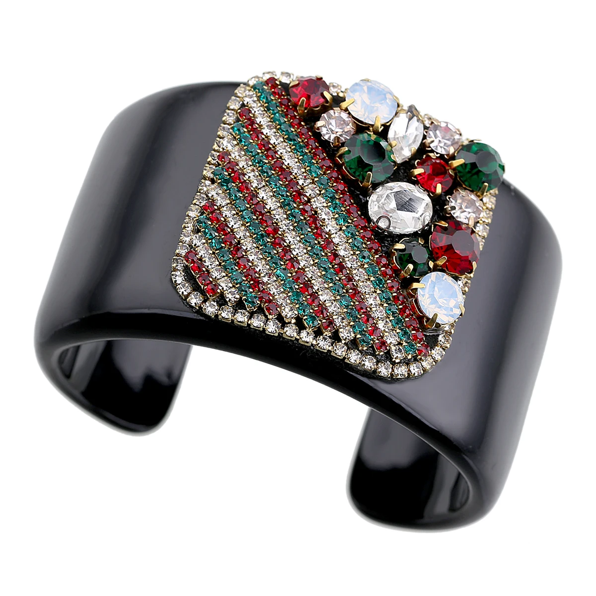 KAYMEN Fashion Jewelry Luxury Crystal Resin Chunky Bangles Cuff Bracelets Multicolor Rhinestones Trendy Bracelet for Women Teens