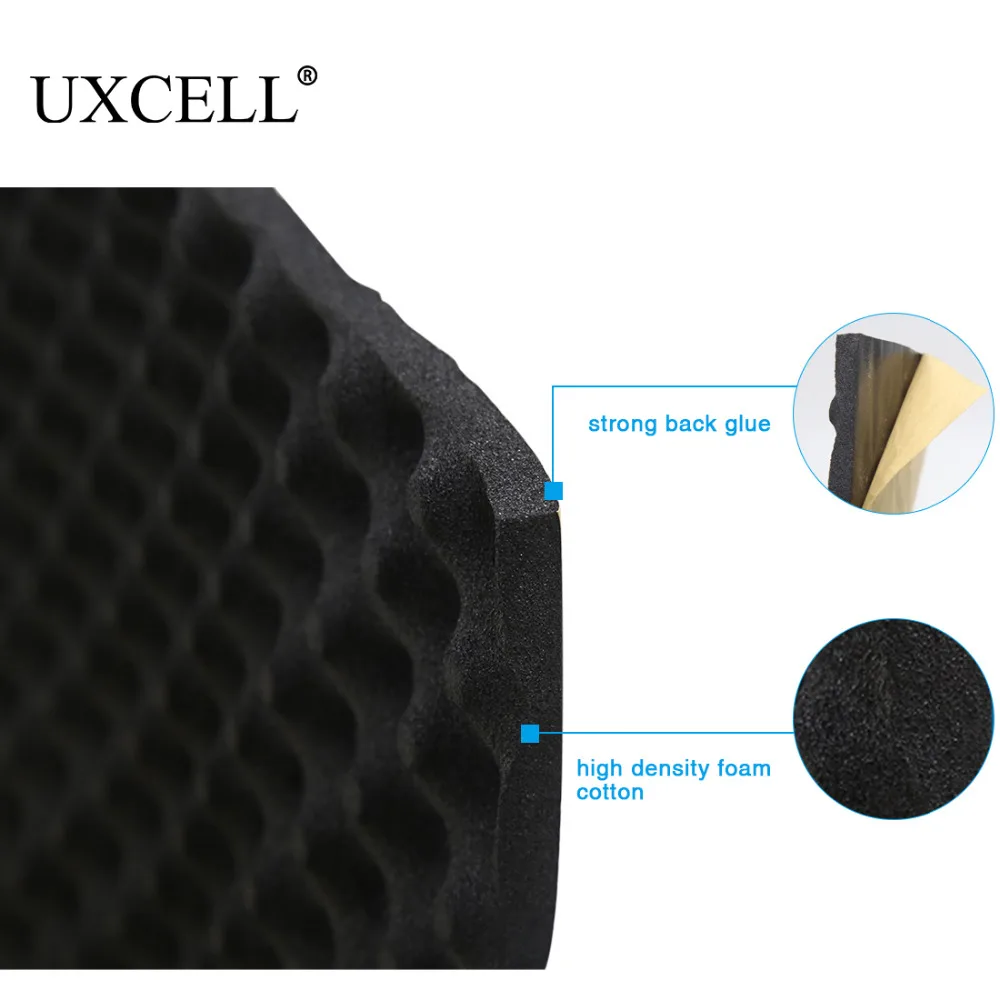 UXCELL 8Sizes Studio Sound Acoustic Absorption Car Heatproof Wave Foam Deadener Car Soundproof Cotton Insulation