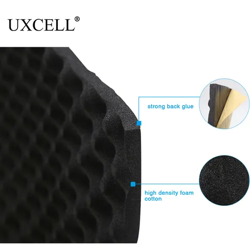 Imagen 2 del producto UXCELL-absorción acústica de sonido para coche, espuma de onda a prueba de calor, aislamiento de algodón insonorizado, 8 tamaños, estudio