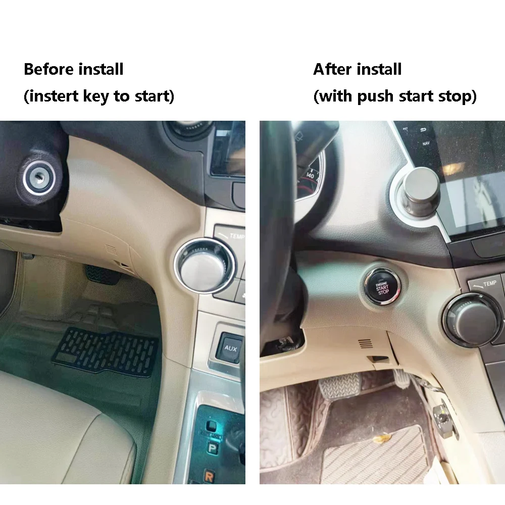 Bouton poussoir pour démarrage et arrêt du moteur, système de démarrage à distance, clé d'entrée sans clé, accessoires de voiture, pour Toyota Highlander 2009 – 2013