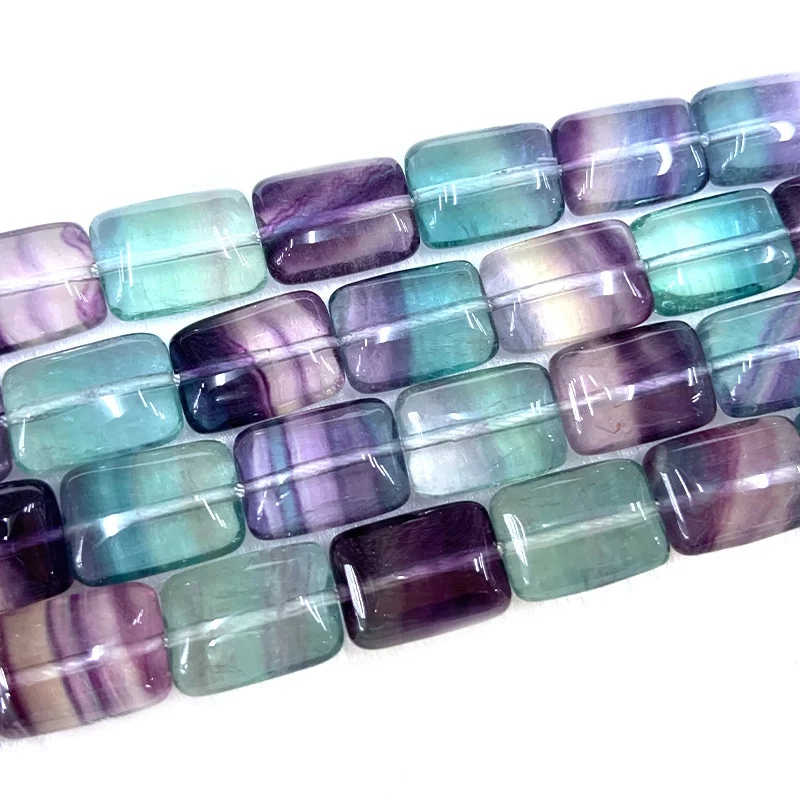 

Natural Fluorite Stone Beads 15'' Rectangle DIY Loose Beads For Jewelry Making Beads For Women Necklace Earring Pendant Gift