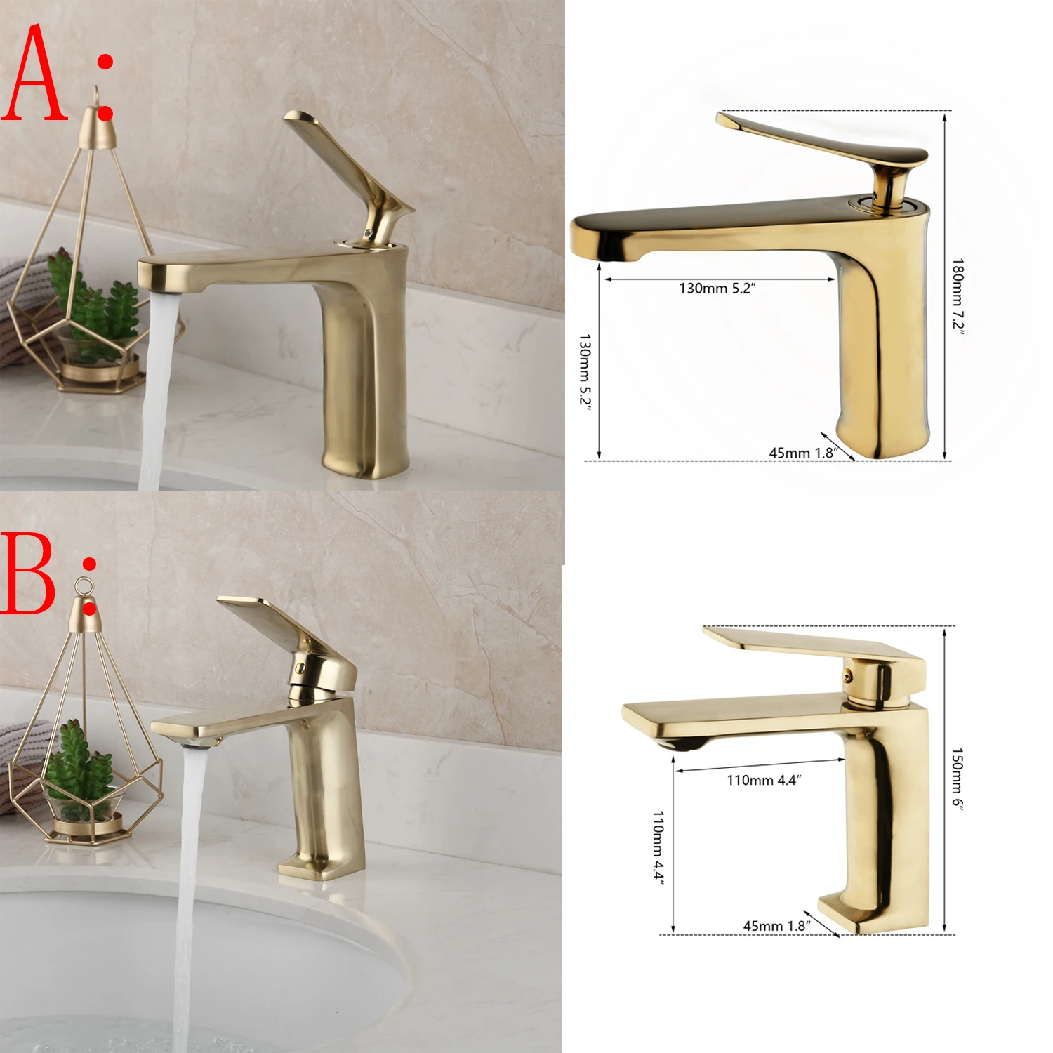 KEMAIDI Solid Brass Brush Golden Bathroom Basin Faucet Deck Mounted Vanity Mixer Single Lever Tap Plumbing Fixture Tap